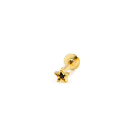Labret Star Black - materiál: Zlato, farba: Biela