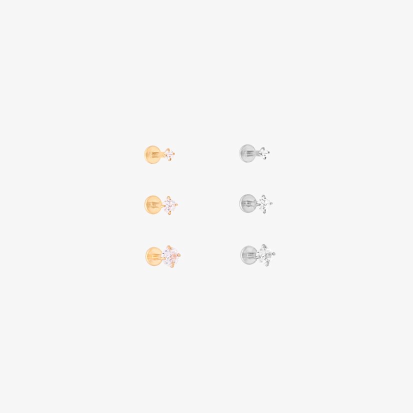 Ďobka Labret 4mm, 3mm, 2mm - materiál: Zlato, veľkosť: 4mm