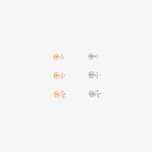 Ďobka Labret 4mm, 3mm, 2mm - materiál: Striebro, veľkosť: 4mm